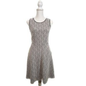 Banana Republic Black/White Geometric/Chevron High Waist/A-Line Dress
